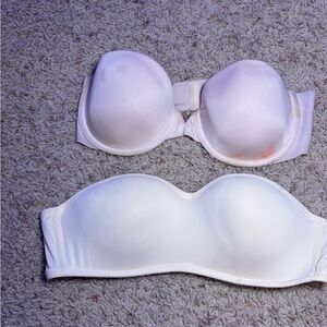 Victoria's Secret White and Light Pink Strapless Bras